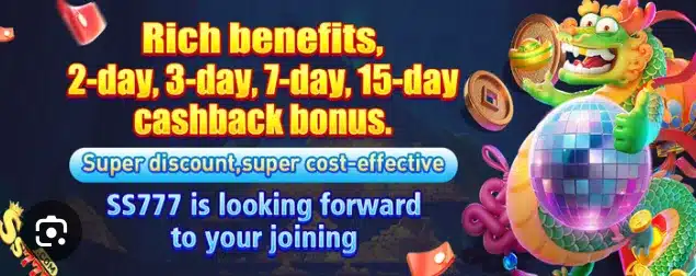 ss777 online casino rich benefits 2 day 3 day 7 day 15 day cashback bonus super discount, super cost effective  looking forward to your joining 